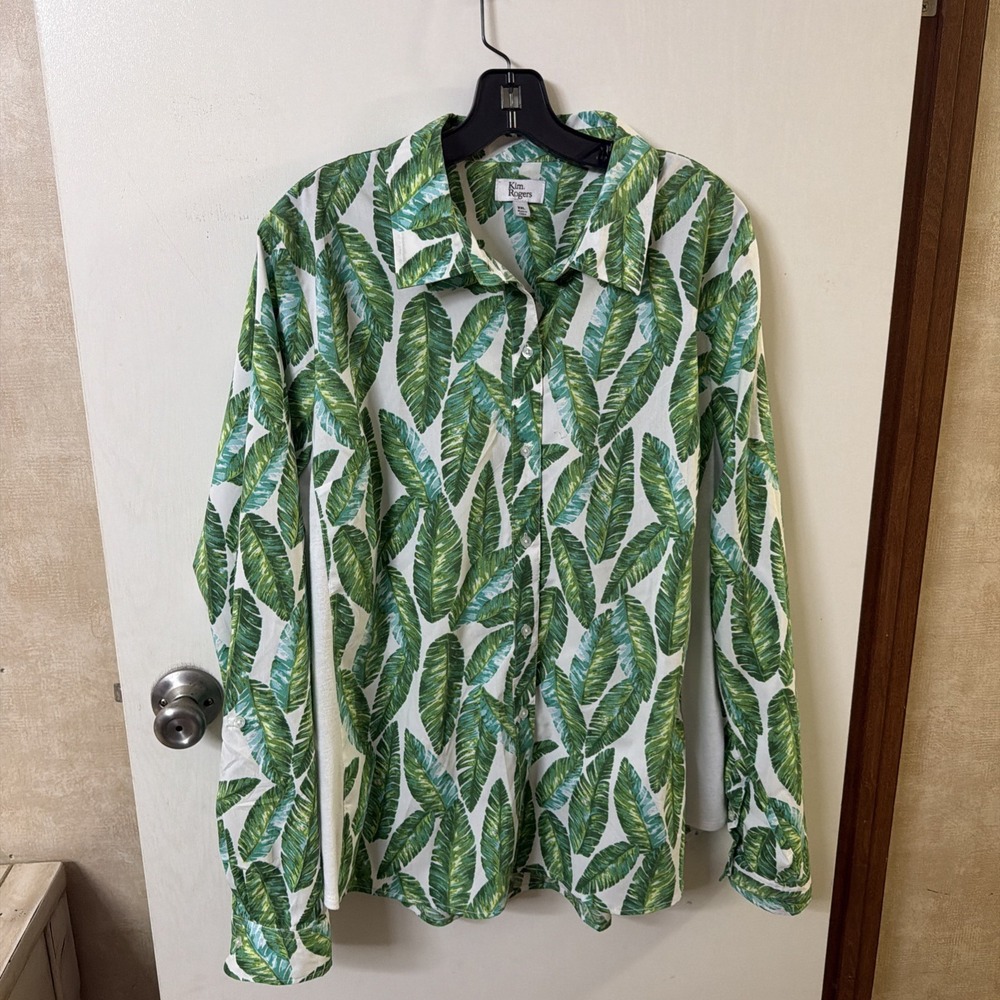 TROPICAL L/S Shirt XXL Palm Leaf Shirt 🌴 by Kim Rogers